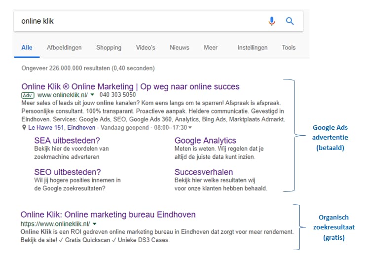 Google zoekresultaat