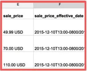 Sale price effective date