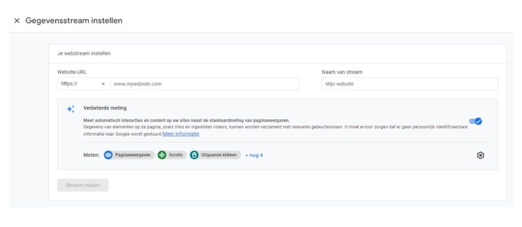 Gegevensstream instellen