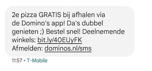 SMS bericht Domino's