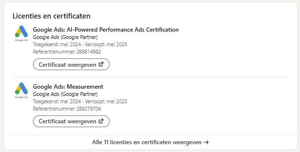 Licenties Linkedin profiel